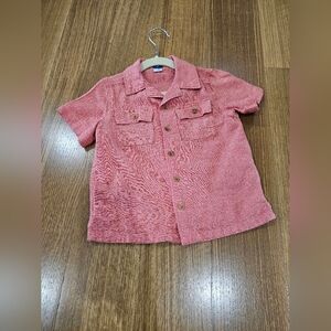 Old Navy Linen Red Button Down Shirt